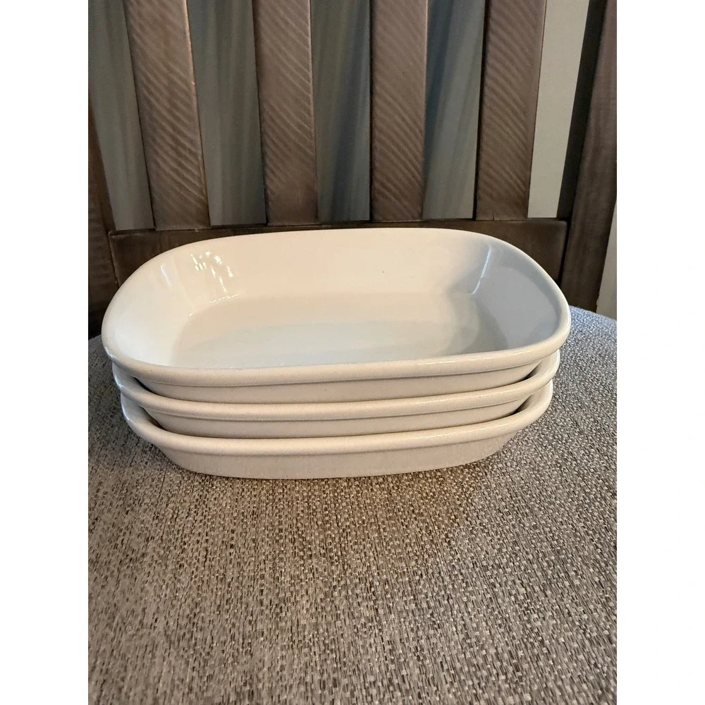 Vintage White Ceramic Oven Proof Japan Au Gratin Baking Dishes Set of 7